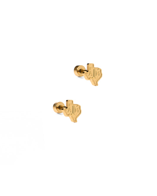 Screwback Stud Earrings - Texas A&M State Logo Gold