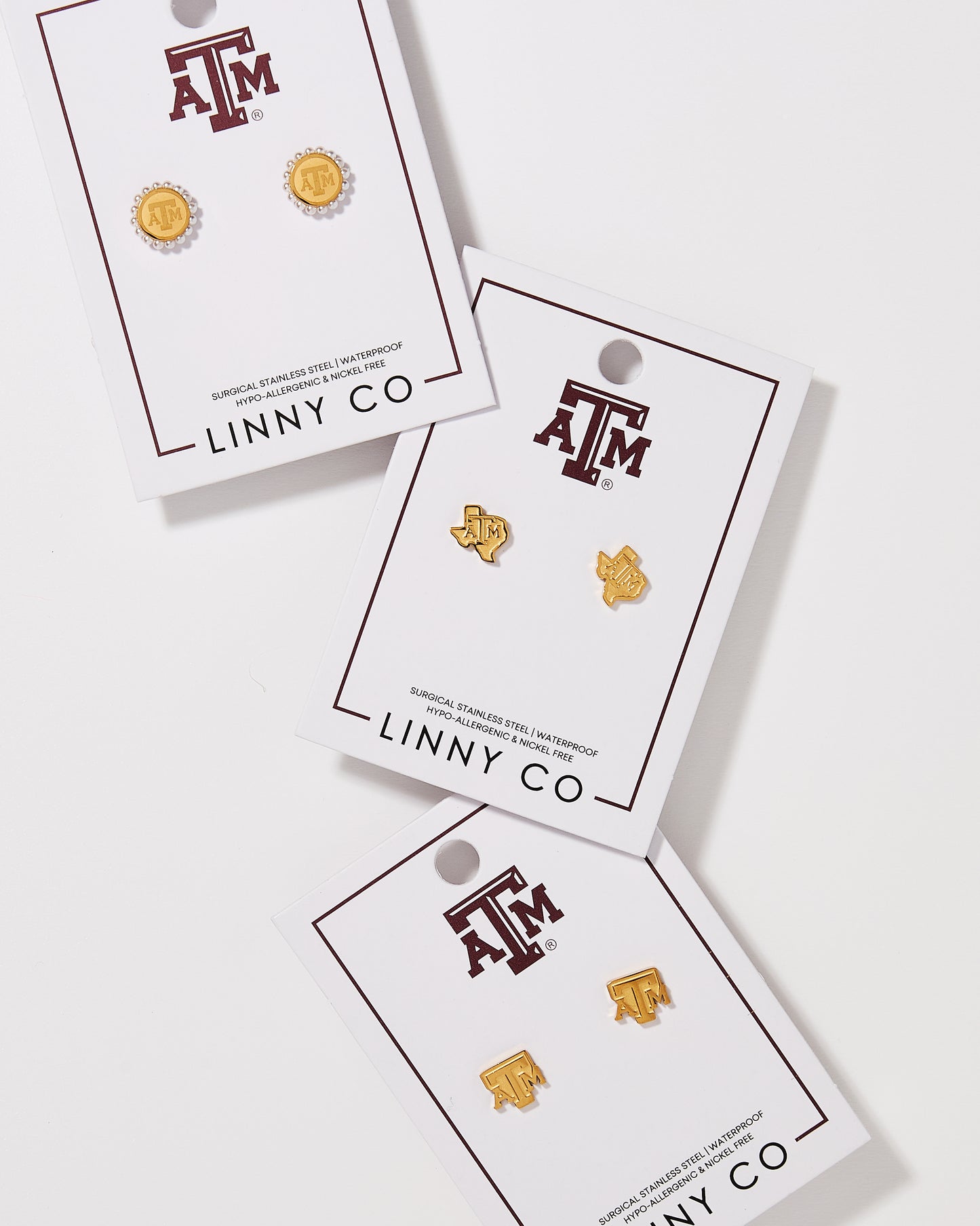 Screwback Stud Earrings - Texas A&M State Logo Gold