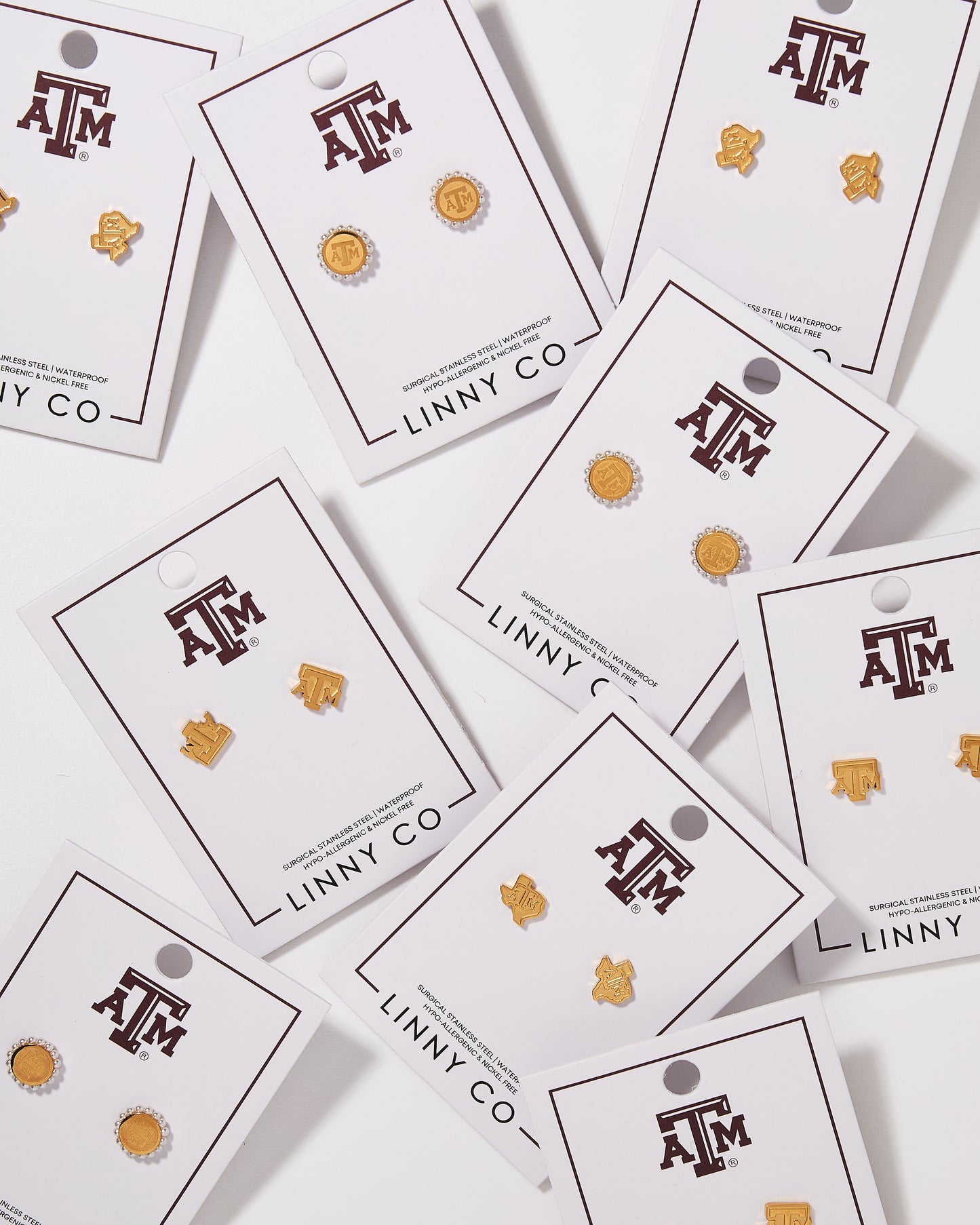 Screwback Stud Earrings - Texas A&M State Logo Gold