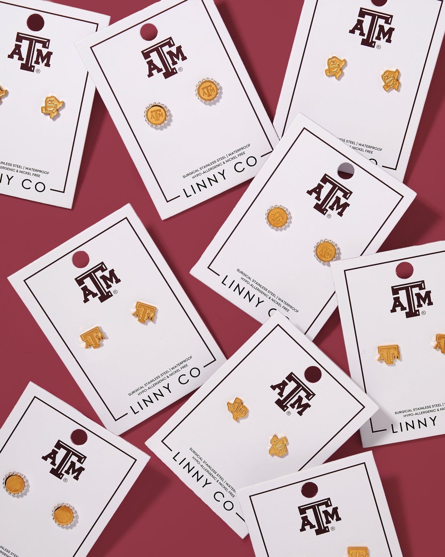 Screwback Stud Earrings - Texas A&M State Logo Gold