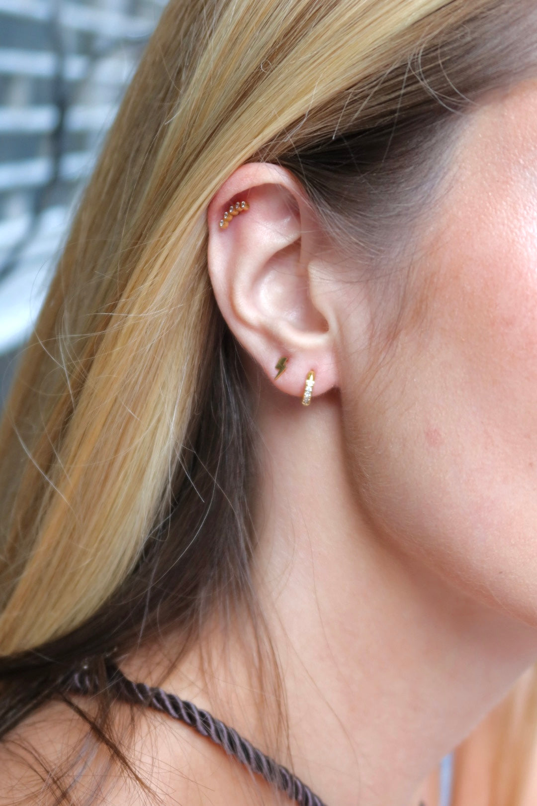 Screwback Stud Earrings - Micro Lightening Bolt