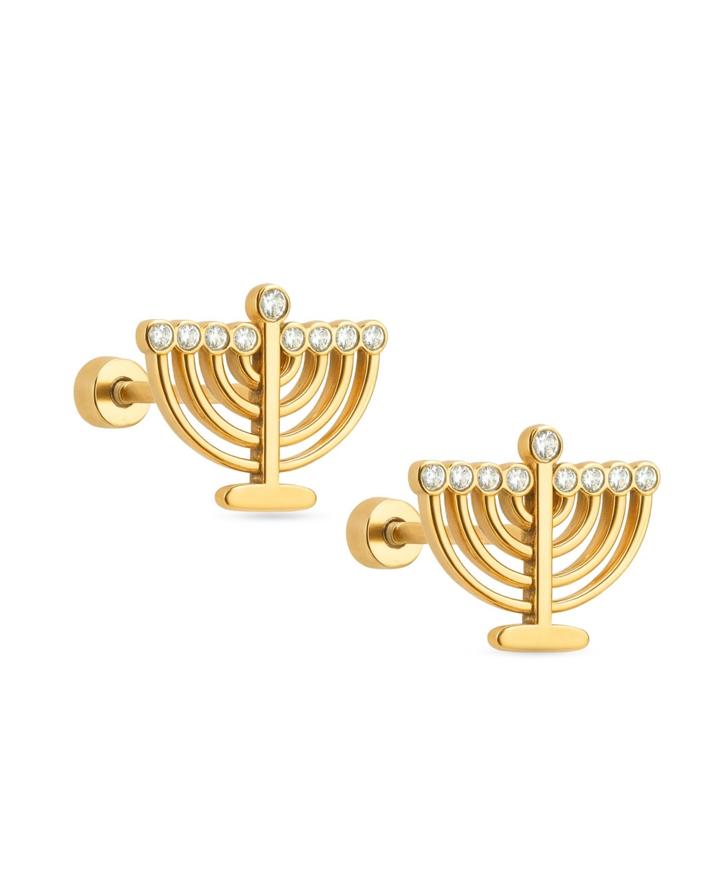 Screwback Stud Earrings - Menorah