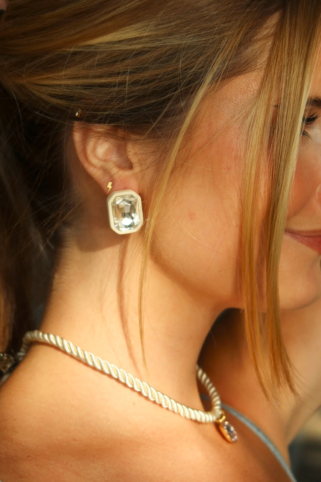 Screwback Stud Earrings - Micro Lightening Bolt
