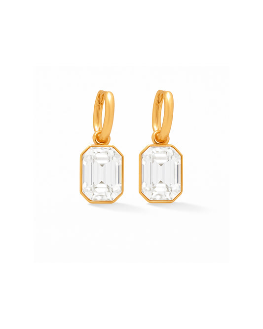 Huggie Charm Earrings - Diana Clear