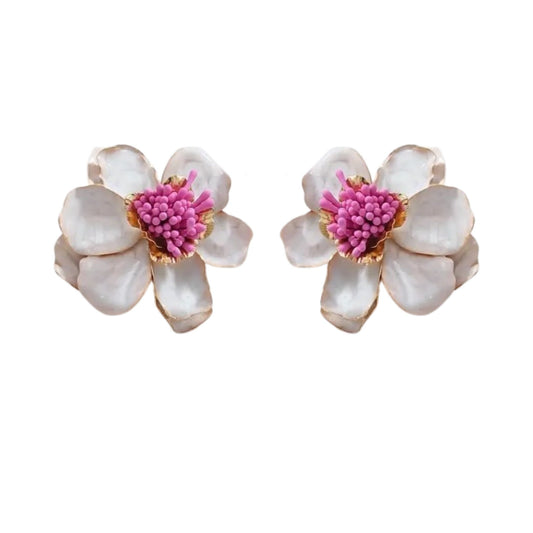 Blossom Statement Earrings - White