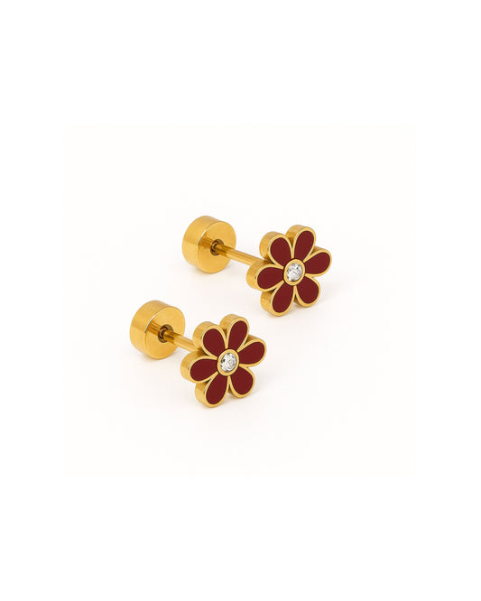 Screwback Stud Earrings - Alli Maroon