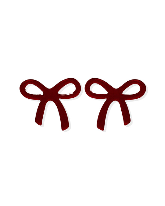 Kylie Bow Earrings - Maroon