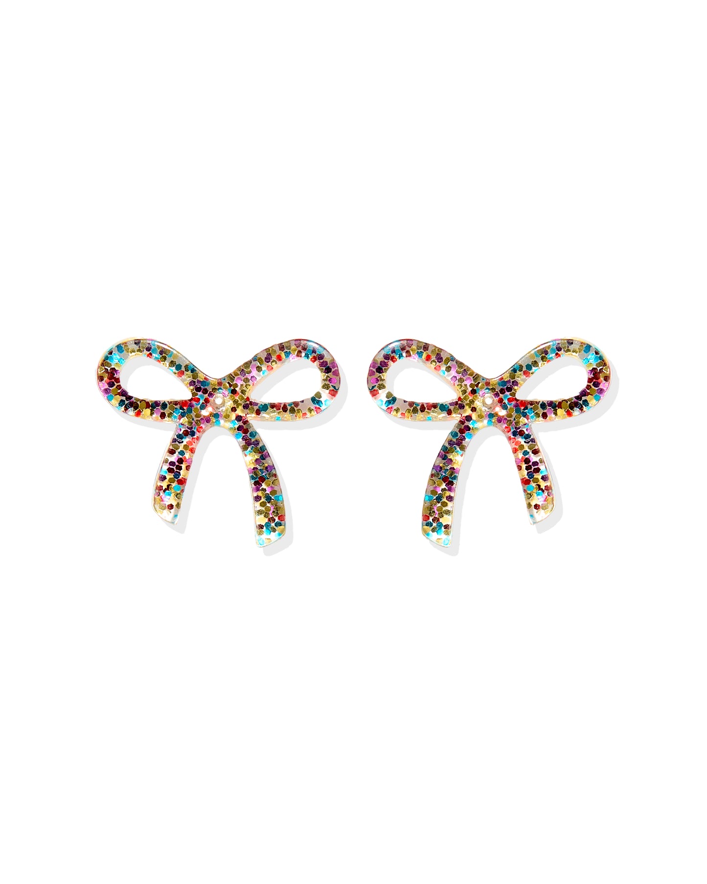 Kylie Bow Earrings - Multi Glitter