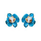Blossom Statement Earrings - Blue