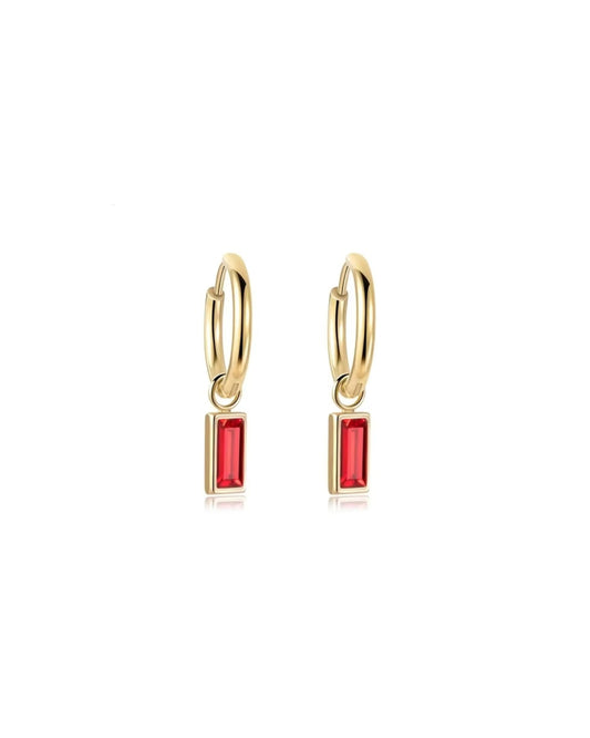 Huggie Charm Earrings - Edith Red Gold