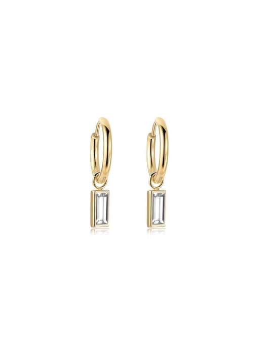 Huggie Charm Earrings - Edith Clear Gold