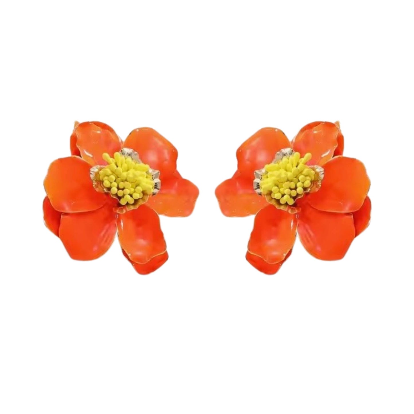 Blossom Statement Earrings - Orange