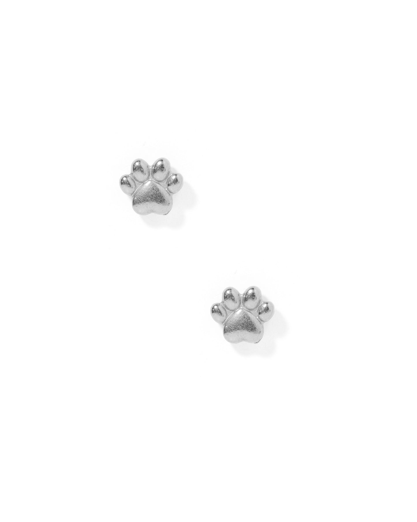 Screwback Stud Earrings - Paw Print Silver