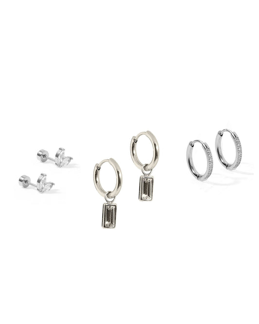 Huggie & Screwback Stud Set - Chicago