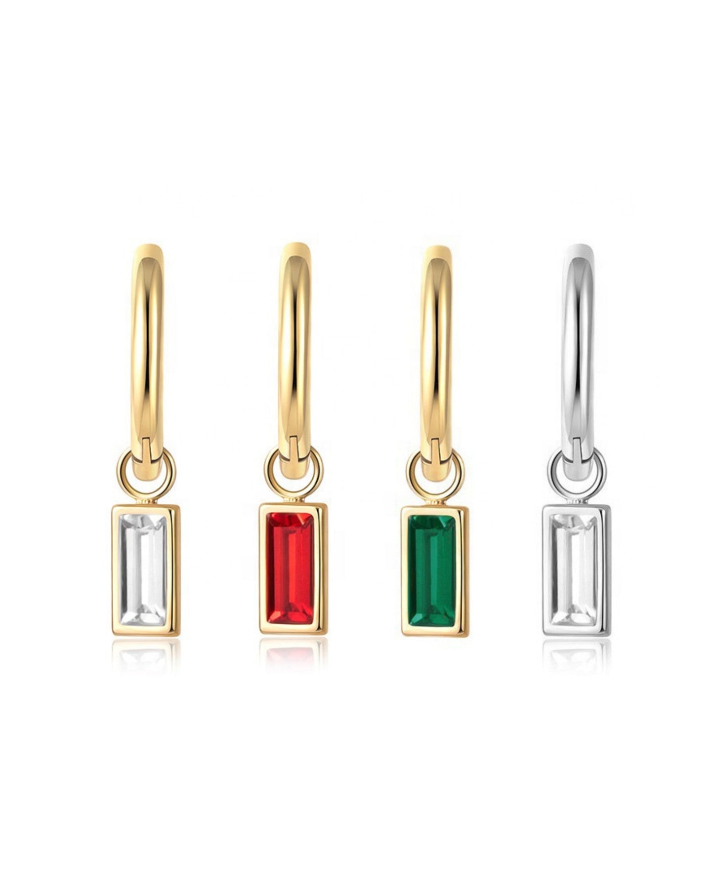 Huggie Charm Earrings - Edith Clear Silver