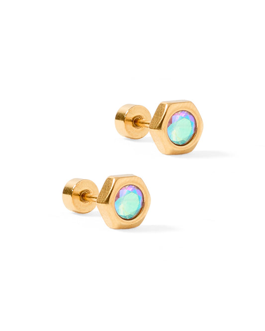 Screwback Stud Earrings - Addison Iridescent