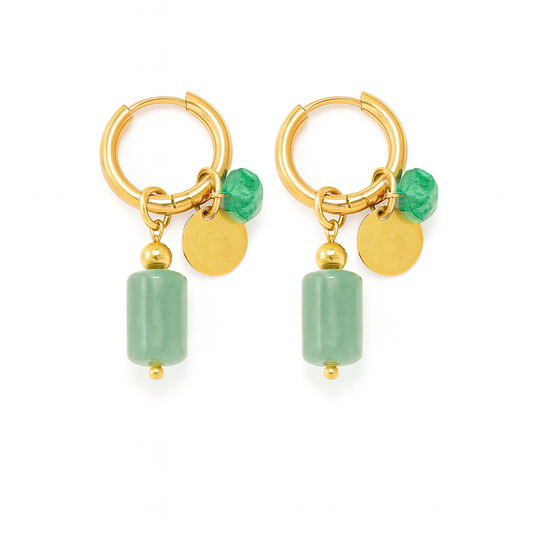 Huggie Charm Earrings - Evergreen
