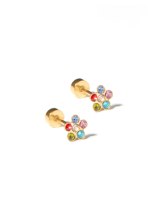 Screwback Stud Earrings - Lyla Flower Multi