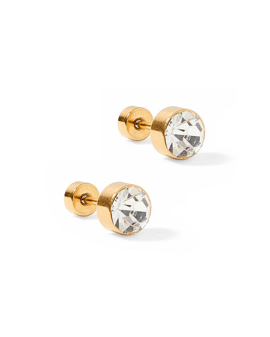 Screwback Stud Earrings - Juliet Clear 5mm