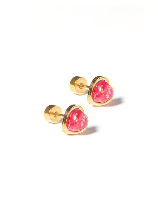 Screwback Stud Earrings - Tara Hot Pink