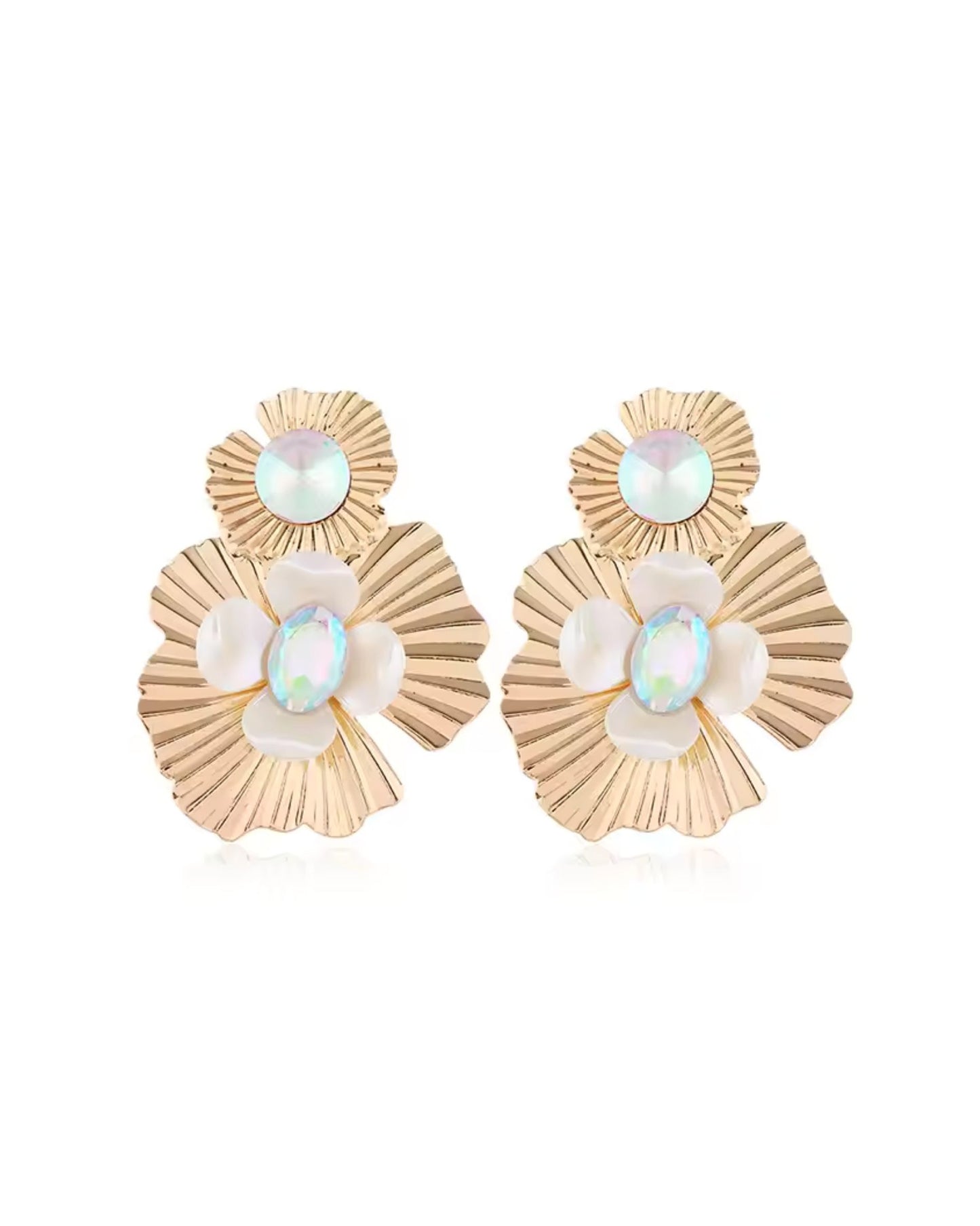 Zara Iridescent Statement Earrings - Gold