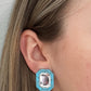 Olivia Statement Earrings Rectangle - Turquoise Crystal