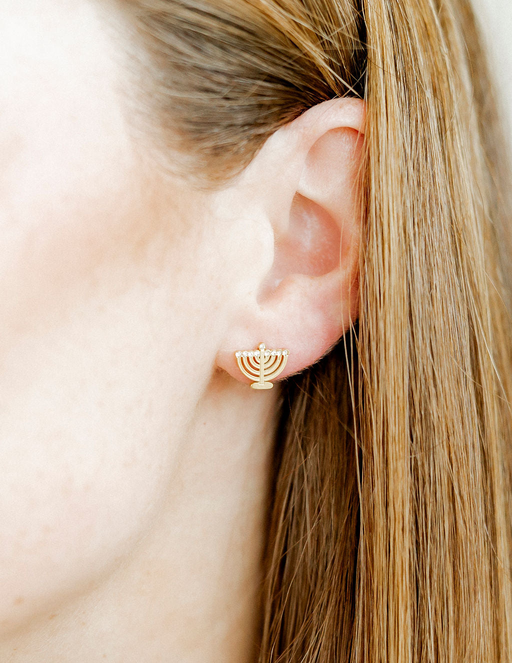 Screwback Stud Earrings - Menorah