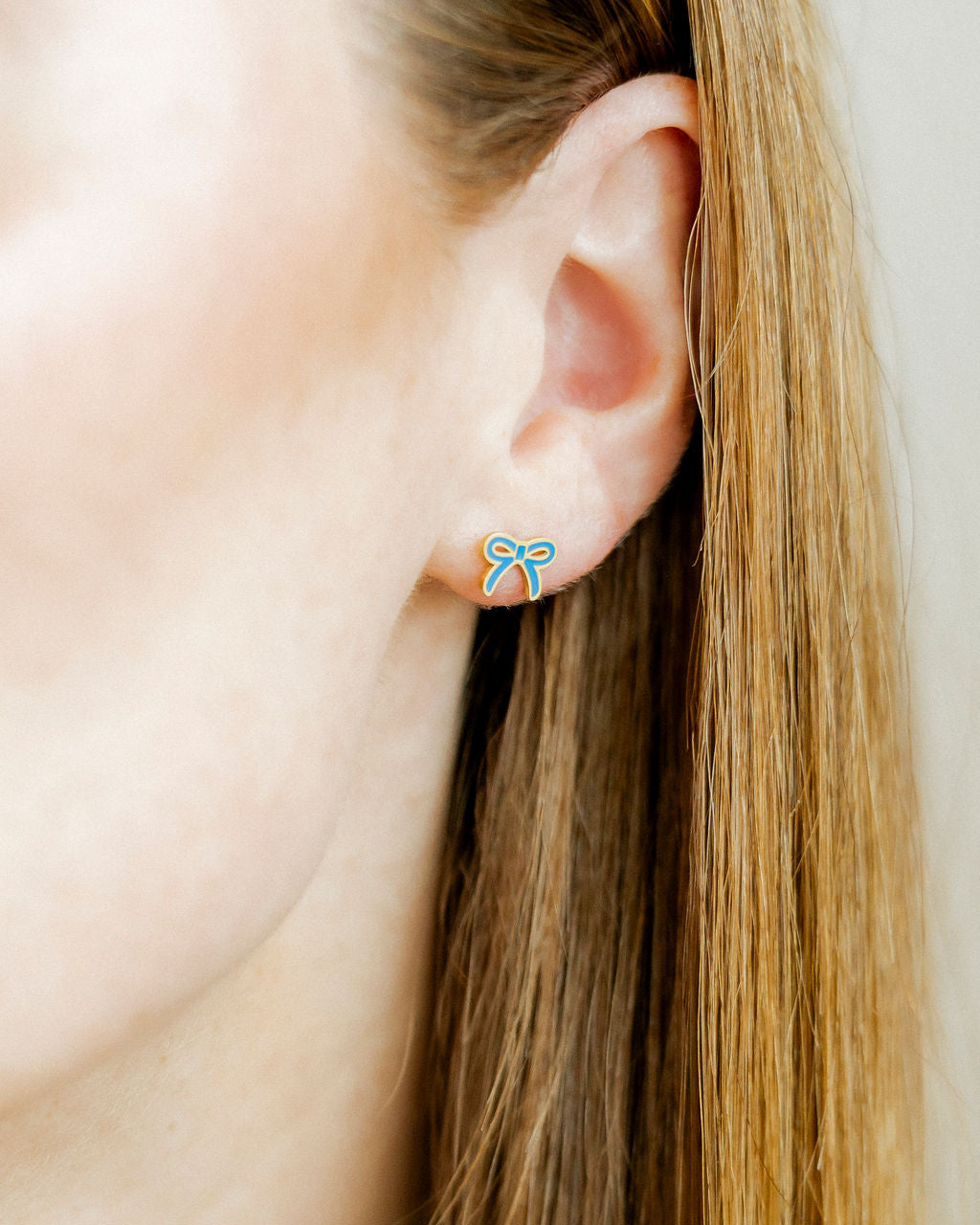 Screwback Stud Earrings - Sadie Bow True Blue
