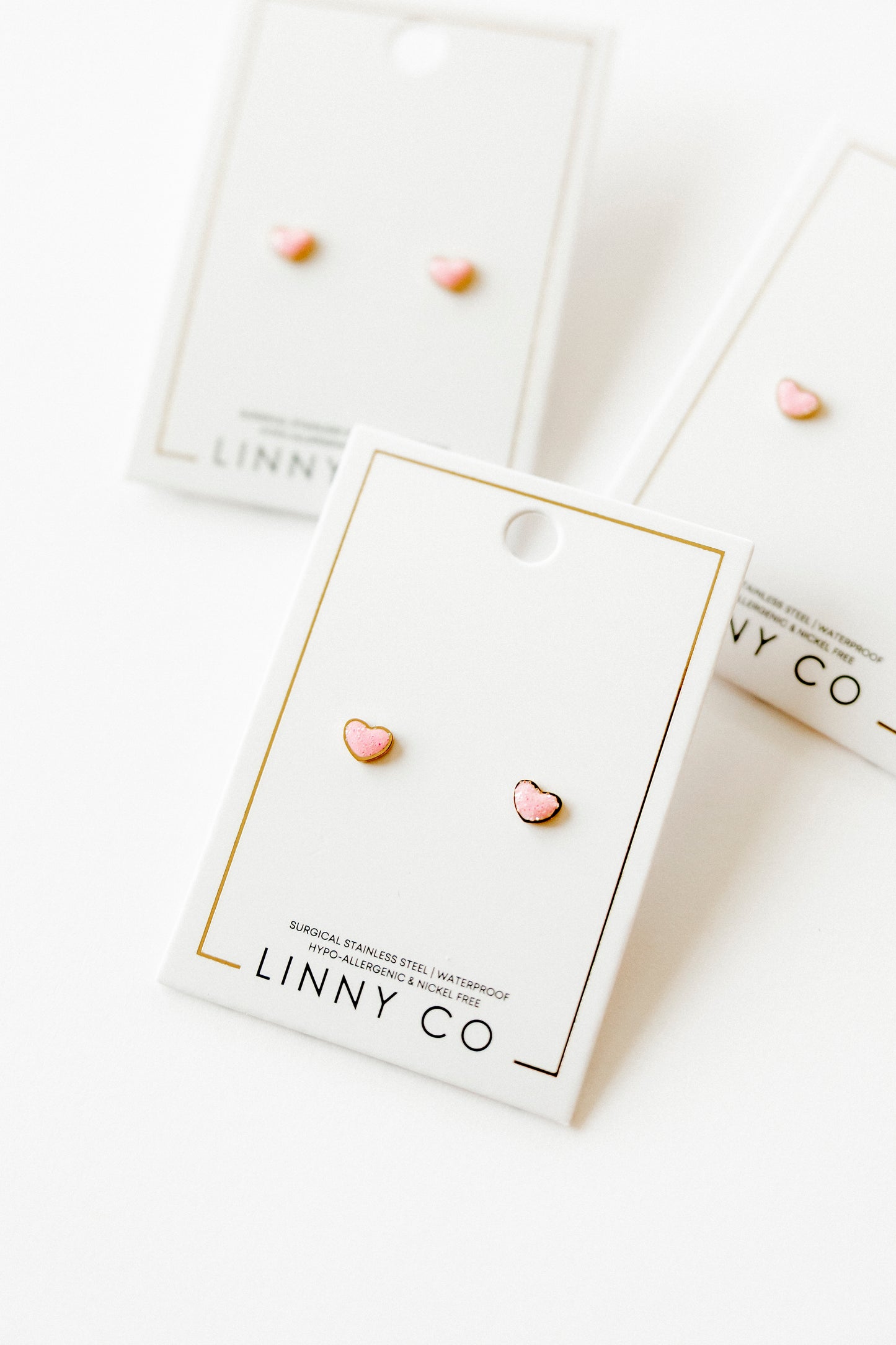 Screwback Stud Earrings - Nora Heart Pink