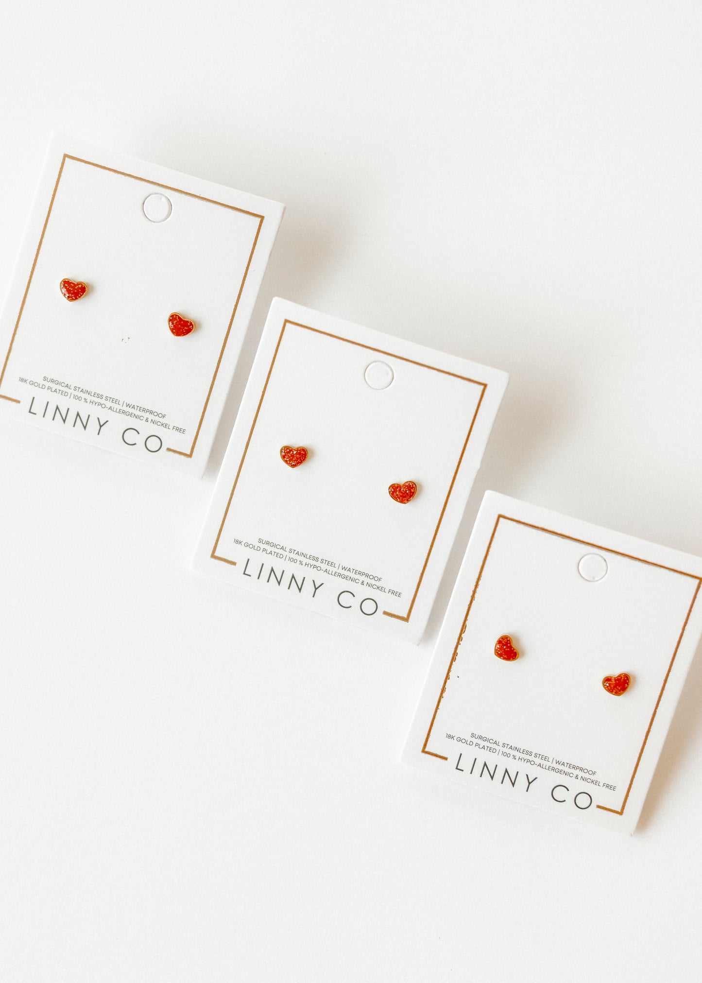 Screwback Stud Earrings - Nora Heart Red