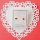 Screwback Stud Earrings - Nora Heart Red