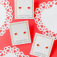 Screwback Stud Earrings - Nora Heart Red