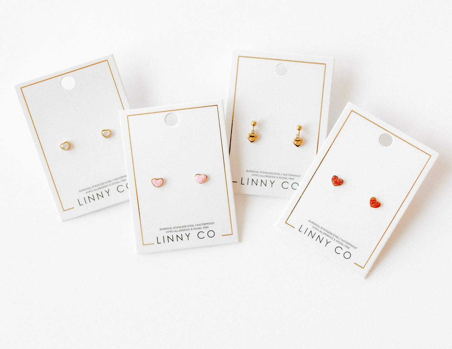Screwback Stud Earrings - Nora Heart Pink