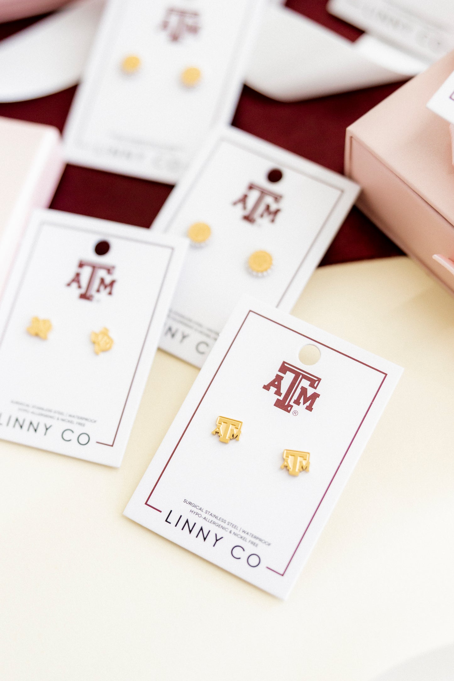 Screwback Stud Earrings - Texas A&M Logo Gold