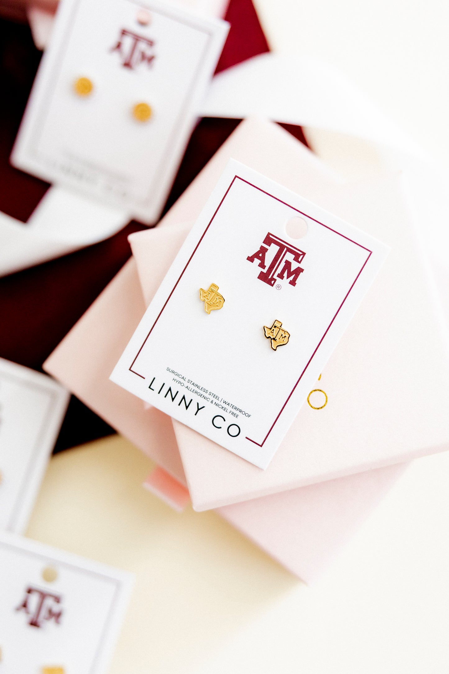 Screwback Stud Earrings - Texas A&M State Logo Gold