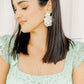 Zara Iridescent Statement Earrings - Silver