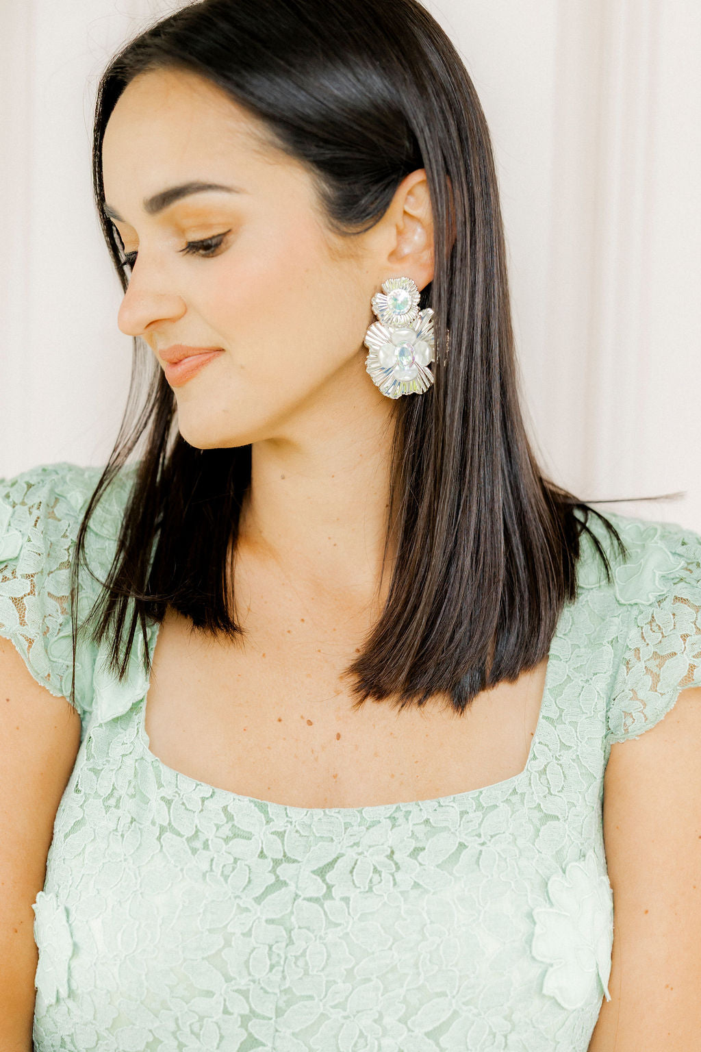 Zara Iridescent Statement Earrings - Silver