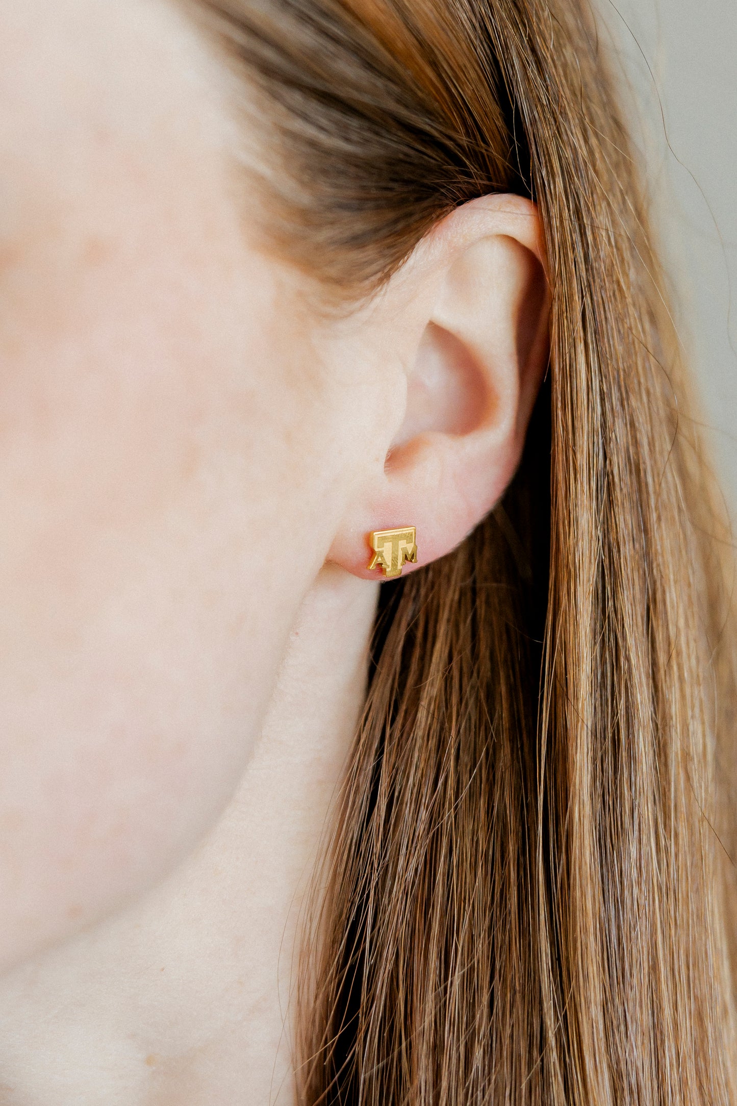 Screwback Stud Earrings - Texas A&M Logo Gold