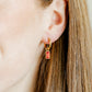 Huggie Charm Earrings - Edith Red Gold