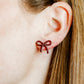 Kylie Bow Earrings - Maroon