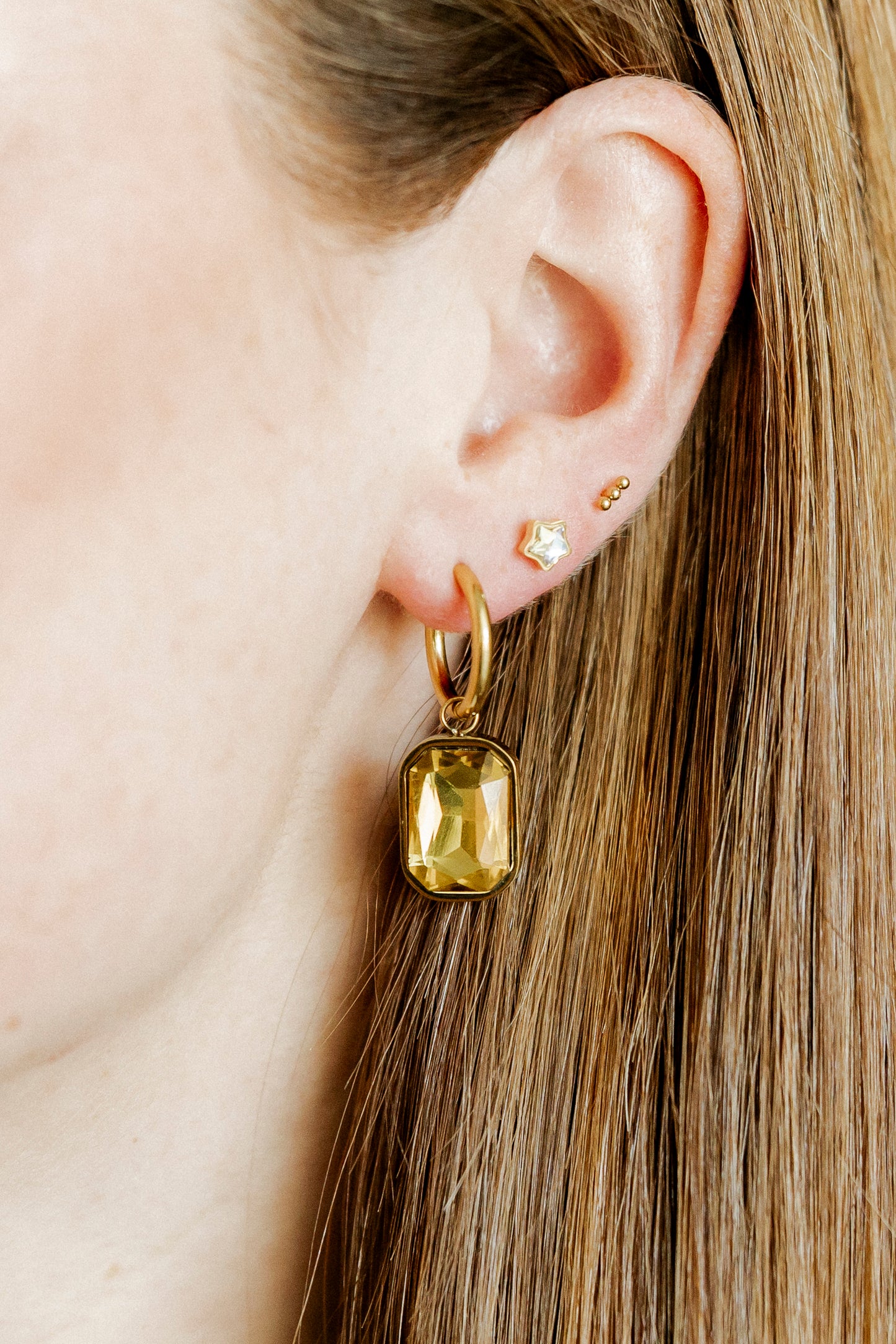 Huggie Charm Earrings - Diana Champagne