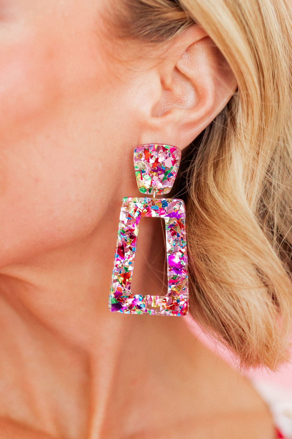 Kennedy - Pink Birthday Confetti - Earrings