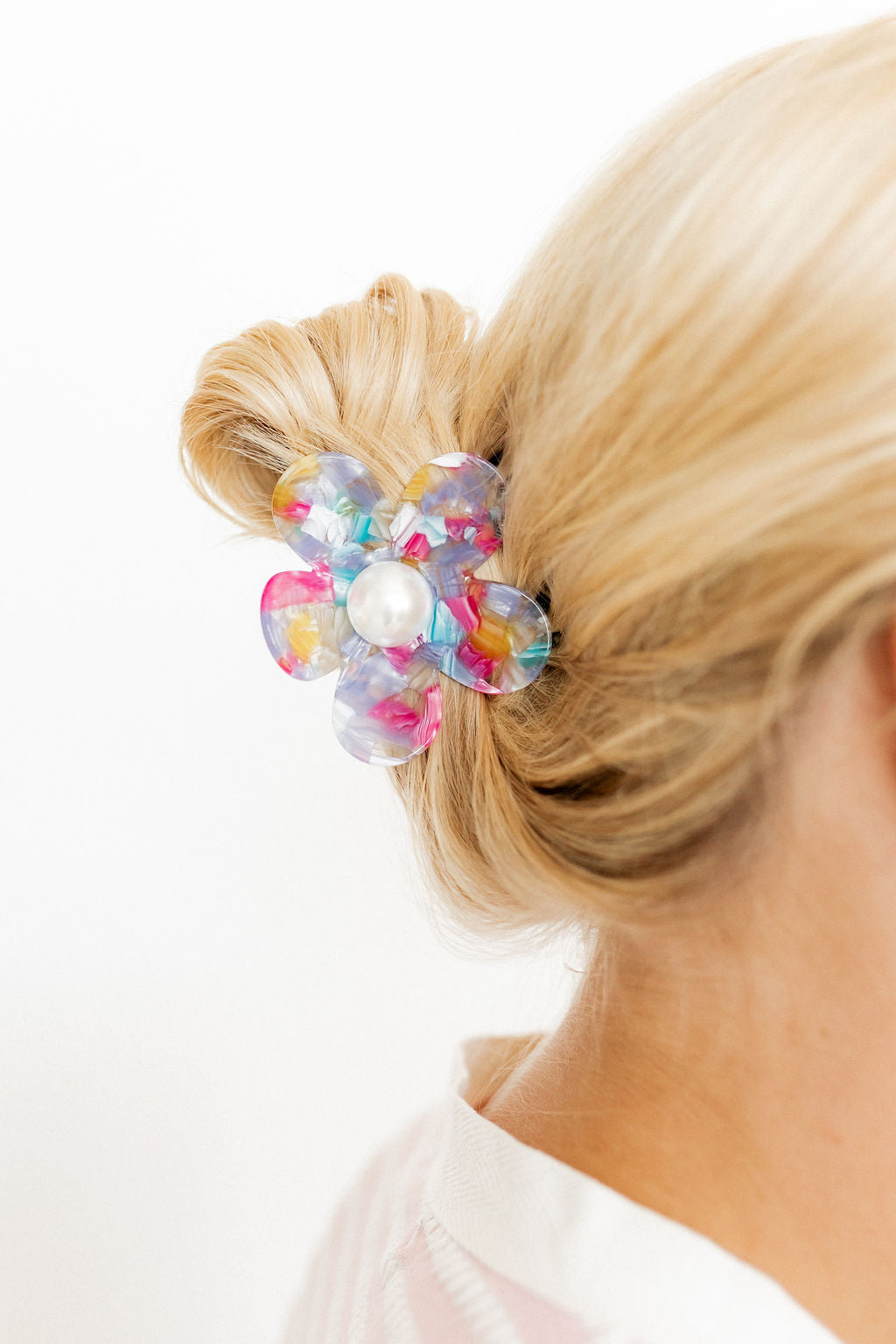 Hair Clip - Gigi - Pearl Center - Rainbow