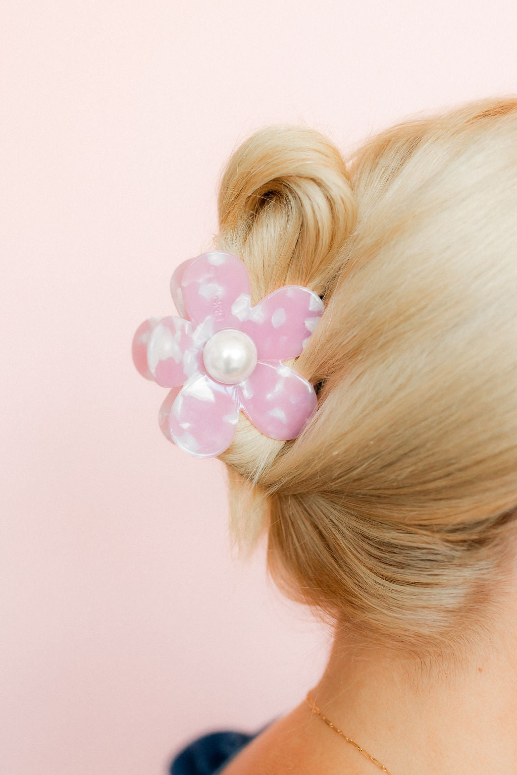 Hair Clip - Gigi - Pearl Center - Pink