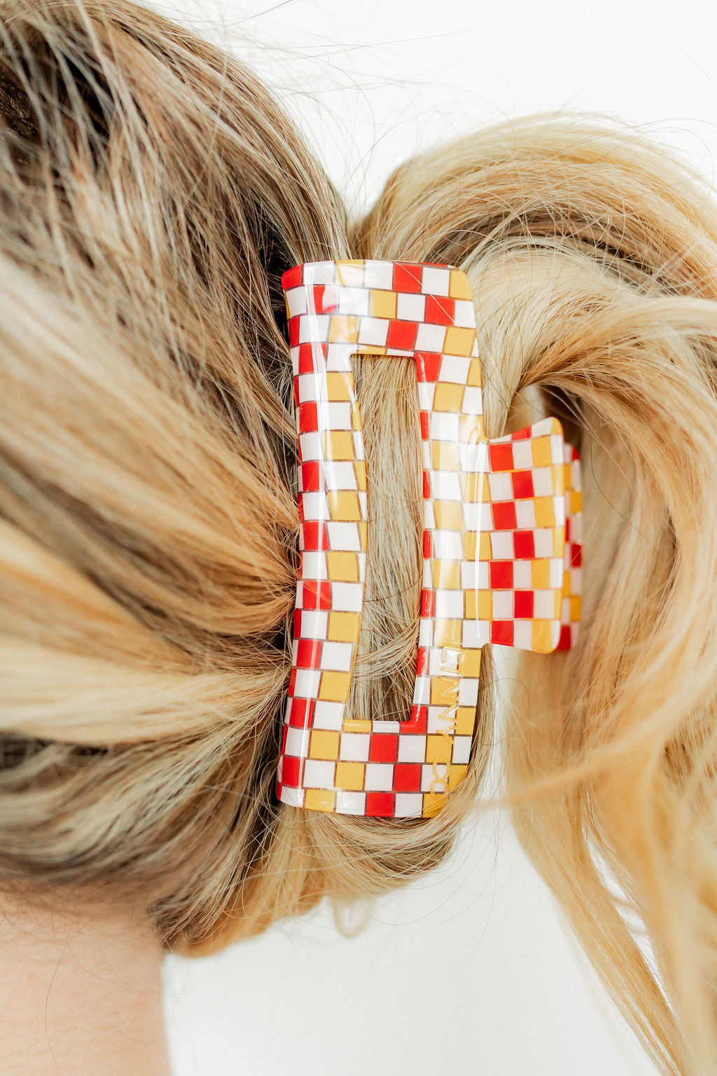 Hair Clip - Harper - Red and Gold Checkered