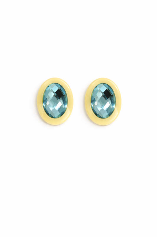 Olivia Statement Earrings Oval - Amalfi Blue