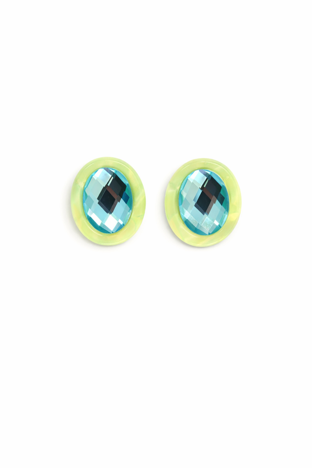 Olivia Statement Earrings Oval - Blue Peacock