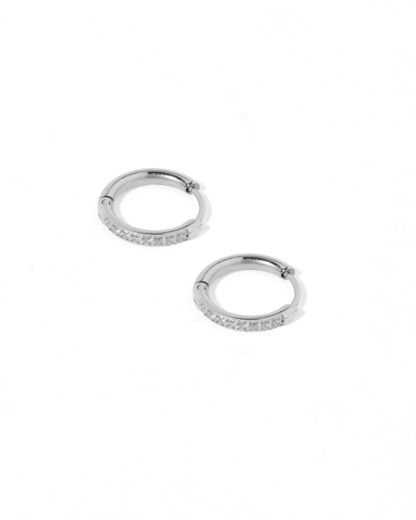 Huggie Earrings - Scarlett Hoop Silver 12mm CZ