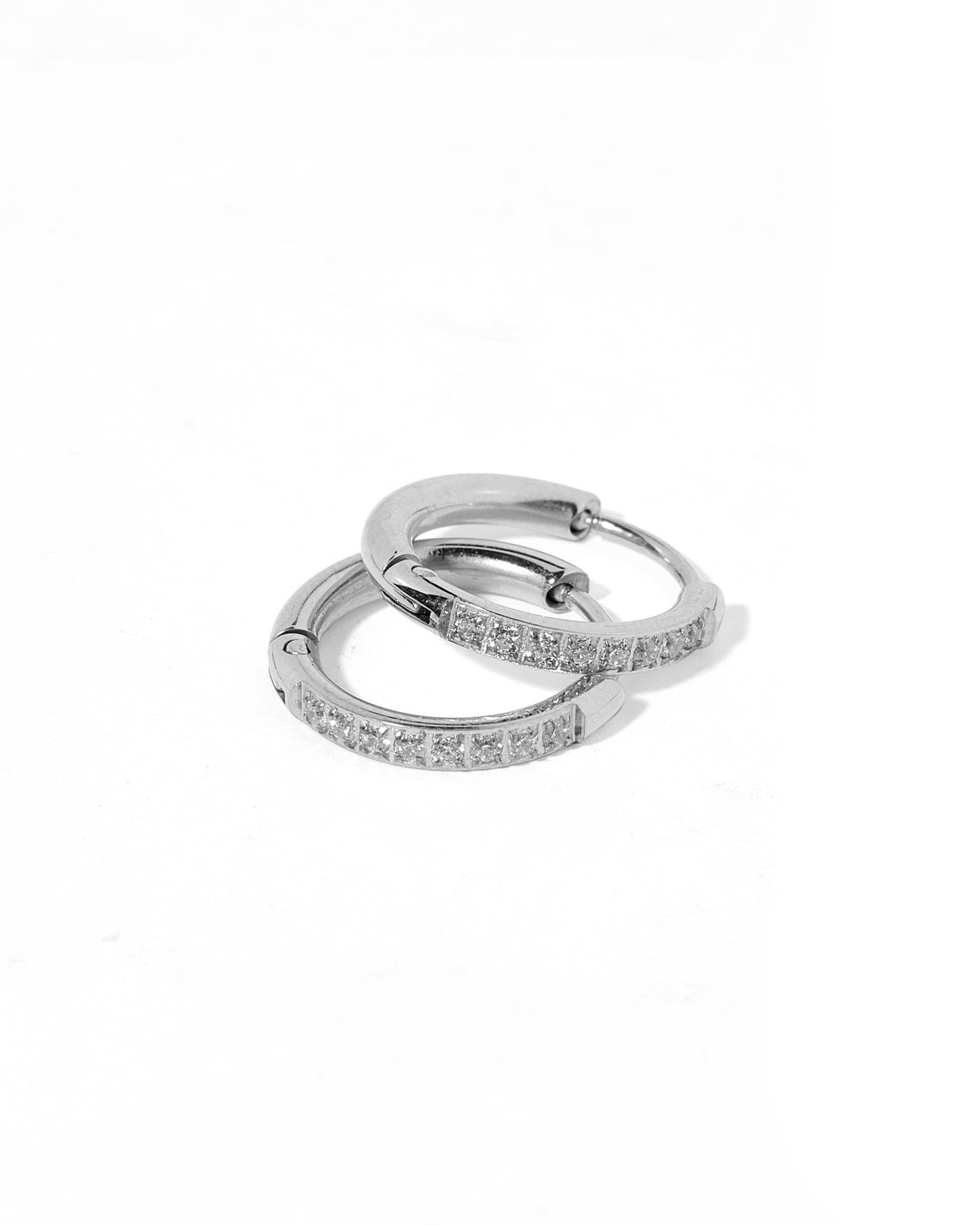 Huggie Earrings - Scarlett Hoop Silver 12mm CZ