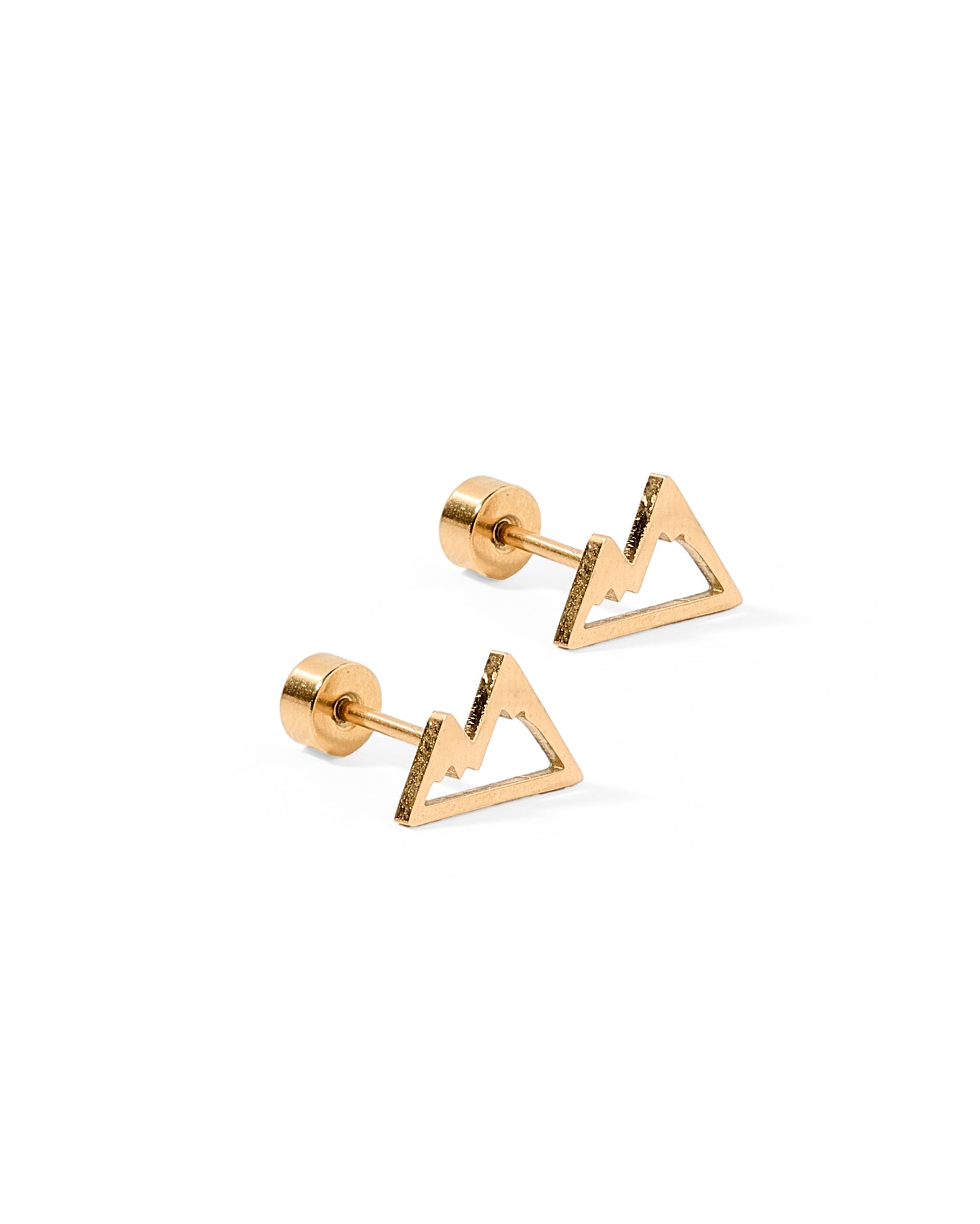 Screwback Stud Earrings - Mountain - Gold